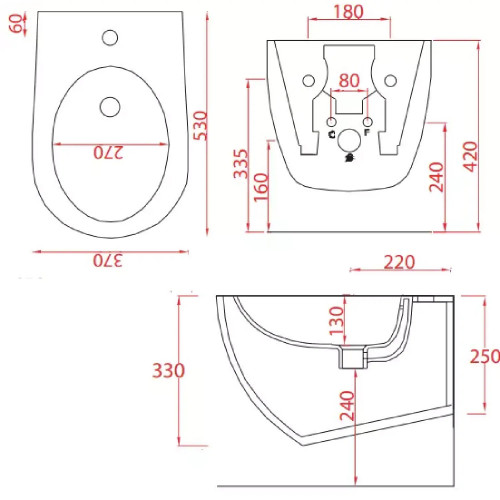 Bidet Sospeso File 2.0 Bianco Lucido 53x37 cm | Art Ceram