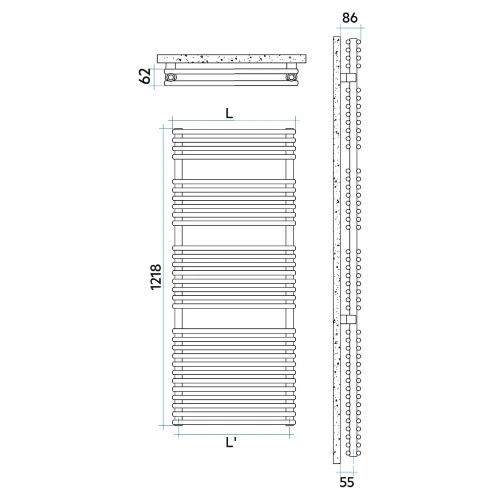 Scaldasalviette Flauto verticale 1218x456 mm bianco - Irsap