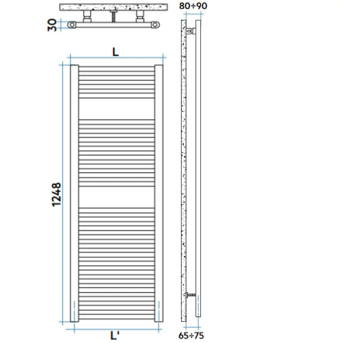 Scaldasalviette verticale Geo 1248x550 mm bianco - Irsap