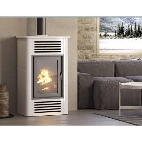 Stufa a Legna Minerva 10 kW Beige in Ceramica | Bioecotermo