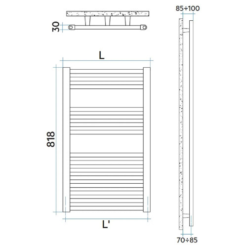 Scaldasalviette verticale Ares 818x380 mm bianco - Irsap