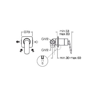 Miscelatore monocomando doccia incasso Foil cromo - Cristina Rubinette 2