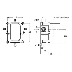 Corpo incasso miscelatore monocomando doccia/vasca - Cristina Rubinett 2