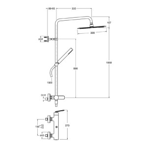 Colonna doccia monocomando a parete Foil cromo - Cristina Rubinetterie 2