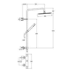 Colonna doccia monocomando Foil cromo con soffione termostatico - Cris 2