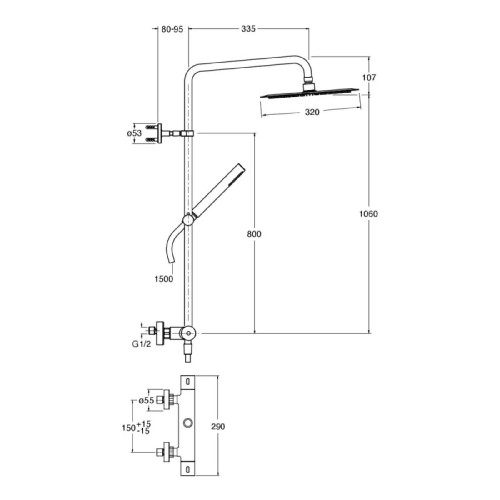 Colonna doccia monocomando Foil cromo con soffione termostatico - Cris