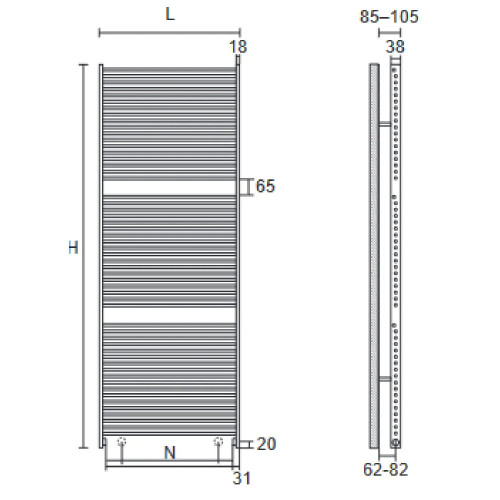 Scaldasalviette verticale Fain 1800x400 mm bianco - Zehnder
