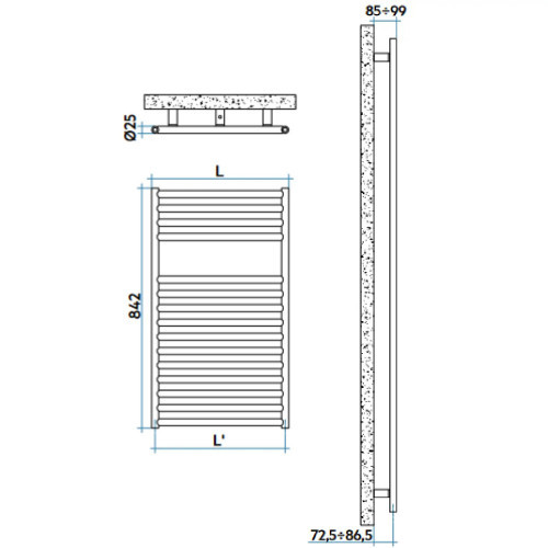 Scaldasalviette verticale Stilé inox satinato 842x481 mm - Irsap