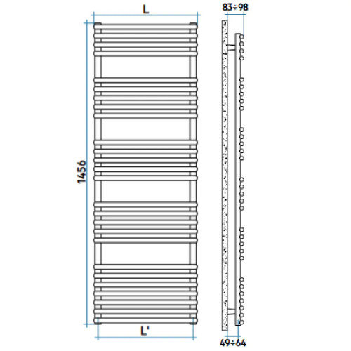 Scaldasalviette verticale Kart 1456x600 mm bianco - Irsap