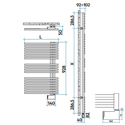 Scaldasalviette verticale elettrico Funky_S h928x500 mm bianco - Irsap