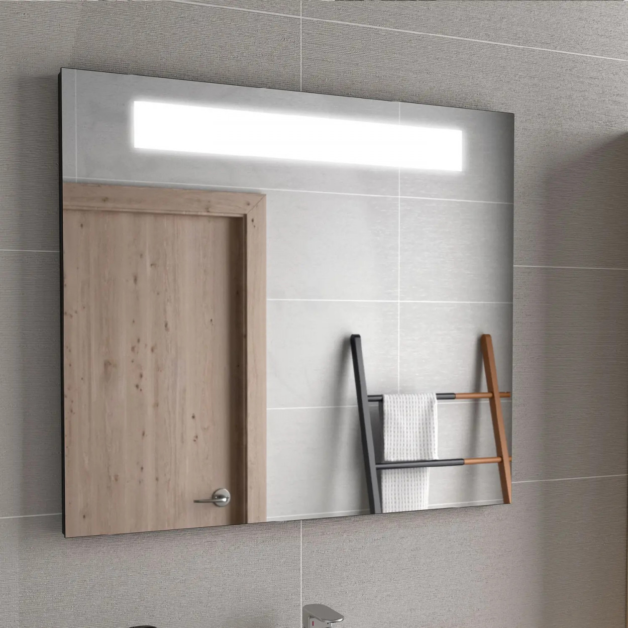 Specchio 100x70 cm Aci 1000 con Luce LED e Antiappannamento - Meglioal