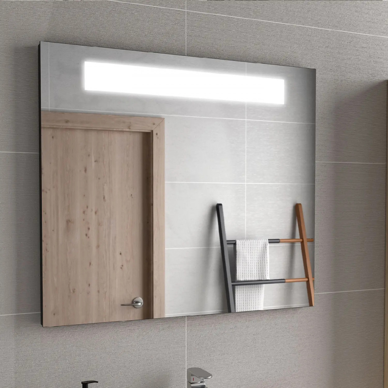 Specchio 90x70 cm Aci 900 con Luce LED e Antiappannamento - Meglioalge