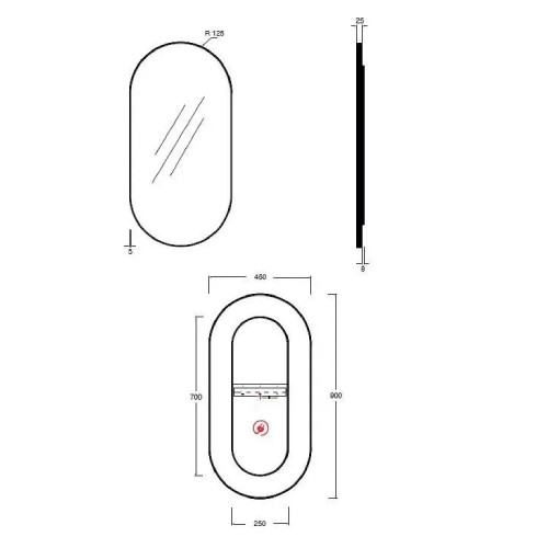 Specchio retroilluminato ovale 90x45 cm – Eleganza e design moderno –