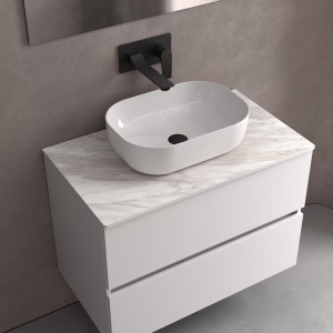 Lavabo da appoggio Calla Ø46x13,5 cm porcellana bianca – Meglioalge