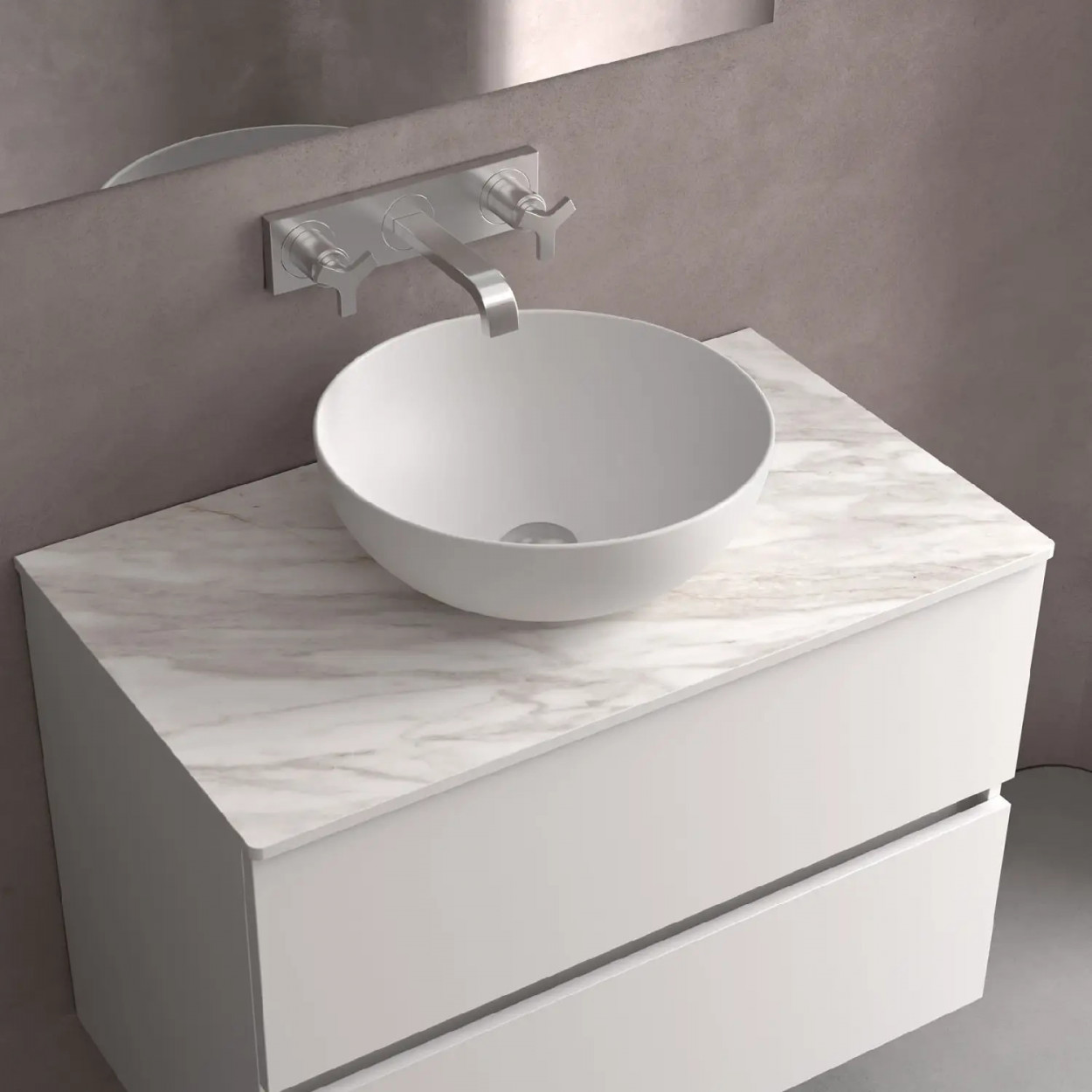 Lavabo da appoggio Attilio 39x14 cm porcellana bianca opaco – Meglioal