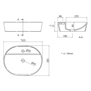 Lavabo da appoggio Vamega 515 50x38,5x12 cm porcellana bianca – Meglio 2
