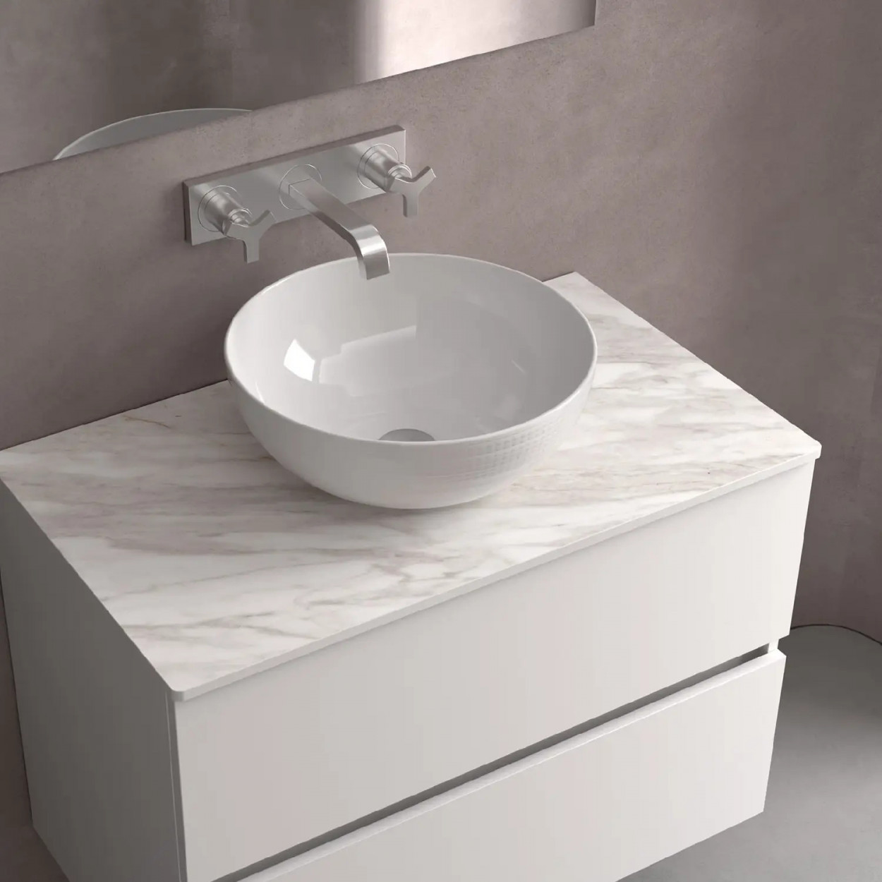 Lavabo da appoggio Seduzione 39x39x15 cm porcellana bianca – Meglioalg