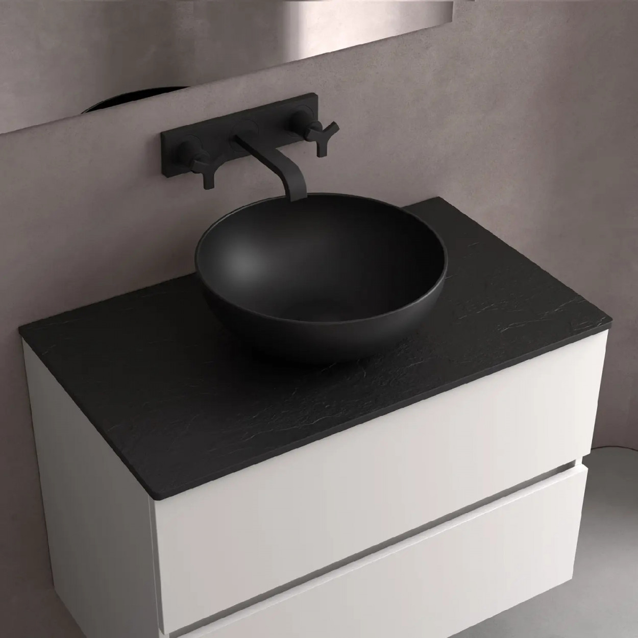 Lavabo da appoggio Loko Ø38x14 cm porcellana nero opaco – Meglioalge