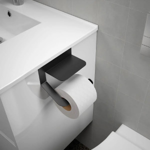 Porta rotolo con coperchio Millan nero opaco – Meglioalge 2