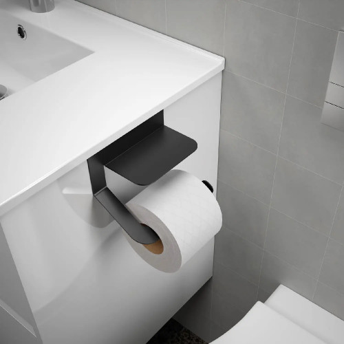 Porta rotolo con coperchio Millan nero opaco – Meglioalge