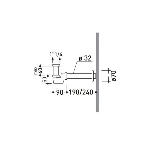 Sifone bidet ribassato App cromo - Flaminia
