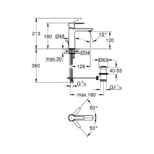 Miscelatore monocomando taglia S Lineare satinato - Grohe Super Steel