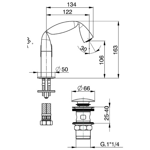 Miscelatore monocomando bidet Fold cromo - Flaminia