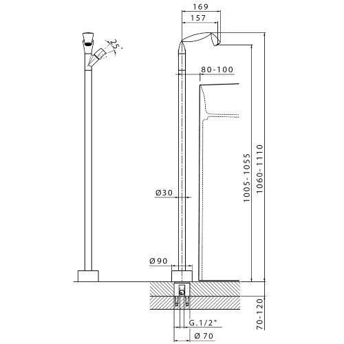 Miscelatore lavabo freestanding Fold cromo - Flaminia