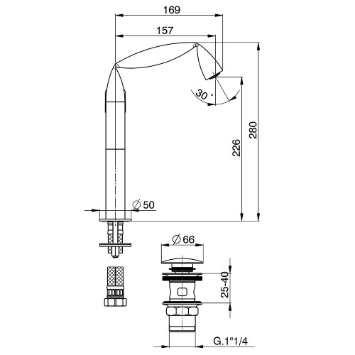 Miscelatore lavabo alto Fold 28 cm cromo - Flaminia
