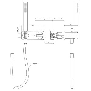 Miscelatore doccia monocomando Nokè con deviatore cromo - Flaminia 2