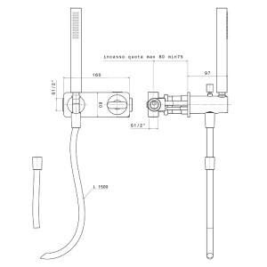 Set doccia ad incasso Nokè con soffione, miscelatore cromo - Flaminia 2