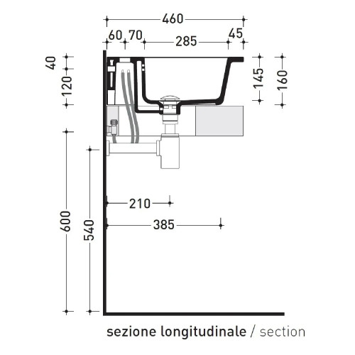 Lavabo da appoggio o sospeso Volo 52 cm bianco lucido - Flaminia