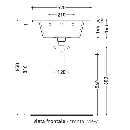 Lavabo da appoggio o sospeso Volo 52 cm bianco lucido - Flaminia