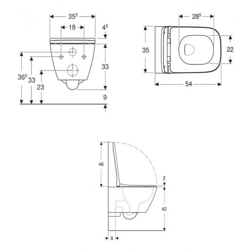 Vaso Wc sospeso serie Smyle square bianco lucido Geberit