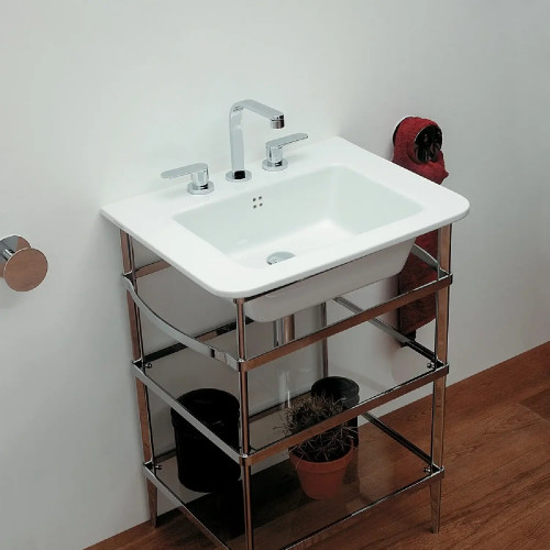Lavabo da appoggio o sospeso Volo 52 cm bianco lucido - Flaminia