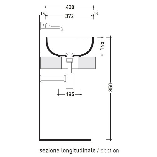 Lavabo da appoggio Pass 62 cm bianco lucido - Flaminia