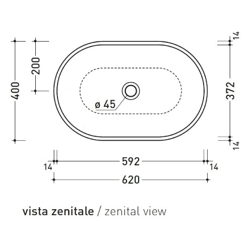 Lavabo da appoggio Pass 62 cm bianco lucido - Flaminia