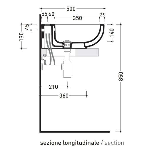 Lavabo da appoggio o sospeso Pass 72 cm bianco lucido - Flaminia