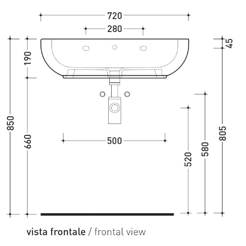 Lavabo da appoggio o sospeso Pass 72 cm bianco lucido - Flaminia
