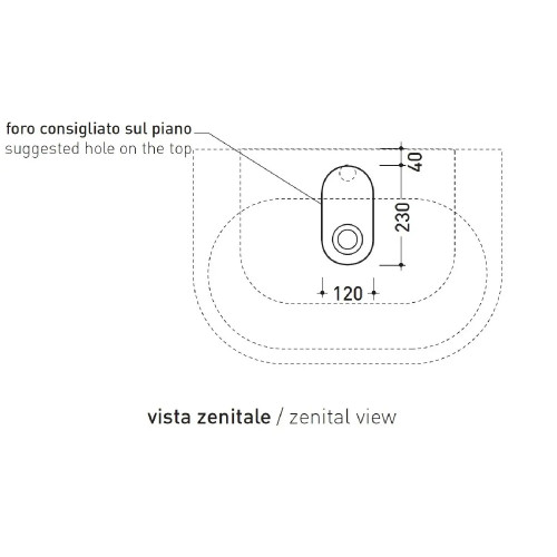 Lavabo da appoggio o sospeso Pass 72 cm bianco lucido - Flaminia