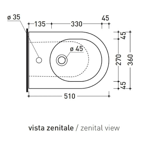 Bidet a terra filomuro monoforo Quick con troppopieno bianco lucido -