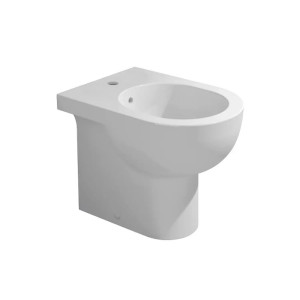 Bidet a terra filomuro monoforo Quick con troppopieno bianco lucido -