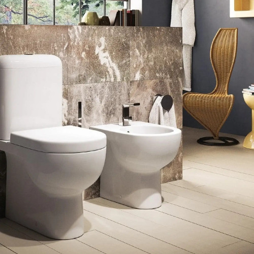 Bidet a terra filomuro monoforo Quick con troppopieno bianco lucido -