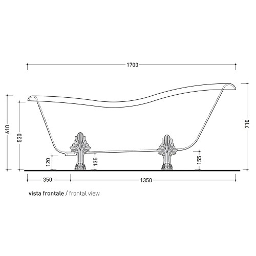 Vasca da bagno freestanding Evergreen in crystal-tech 170 cm bianco lu