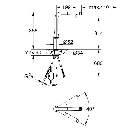 Miscelatore per lavello Essence Smartcontrol grafite spazzolato - Groh