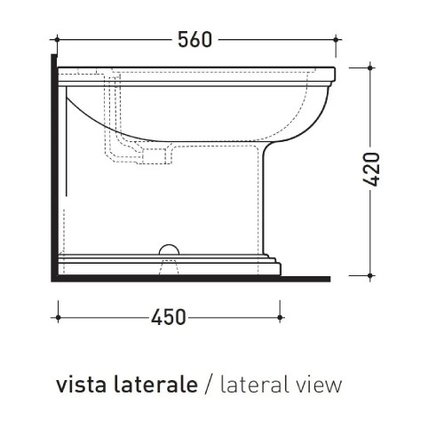 Bidet a terra filomuro monoforo Efi con troppopieno bianco lucido – Fl