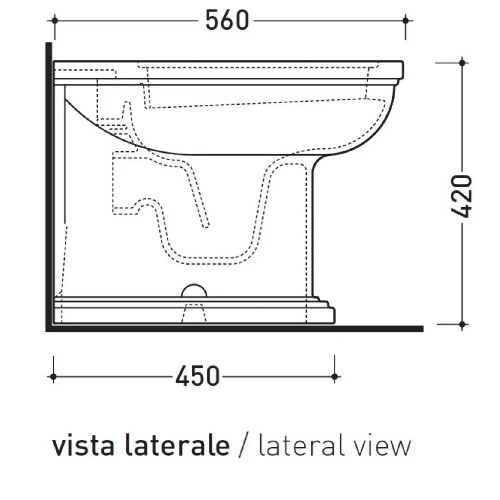 Vaso WC a terra filomuro Efi con scarico s/p bianco lucido – Flaminia