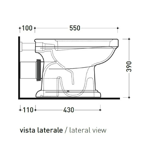 Vaso WC a terra filomuro Efi con scarico pavimento bianco lucido – Fla