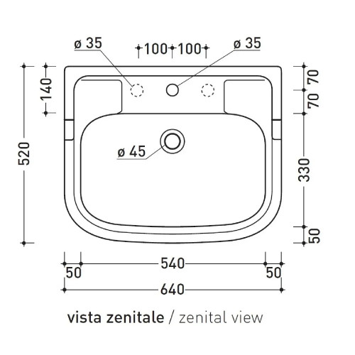 Lavabo sospeso o su colonna Efi 64 cm con troppopieno bianco lucido -