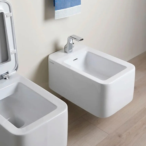 Bidet sospeso monoforo Nile con troppopieno bianco lucido – Flaminia